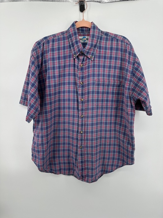 World Island Other - World Island VTG 90s Preppy Dadcore Workwear Grunge Plaid Blue&Pink Shirt SzXL